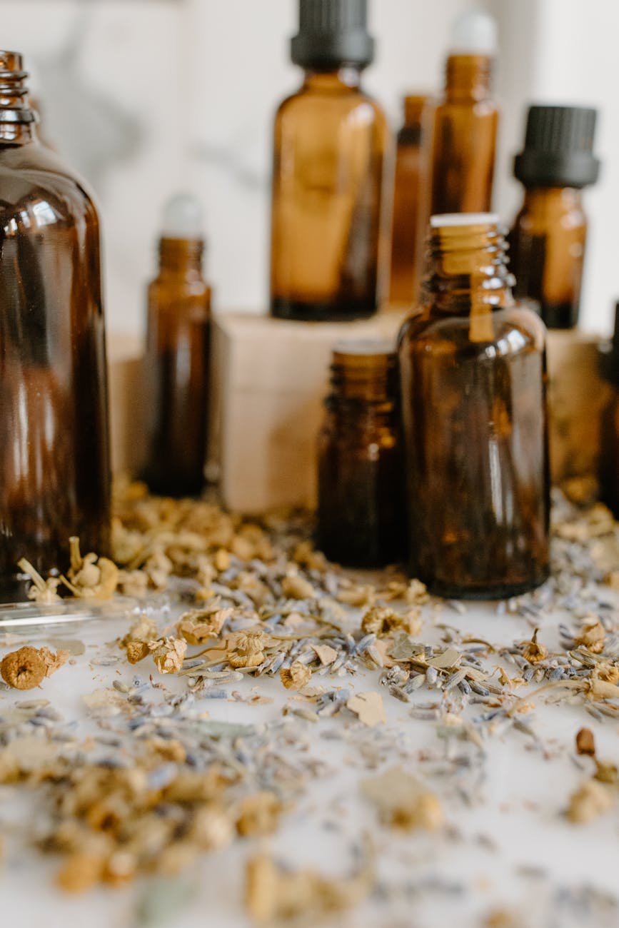 bown bottles used for herbal oils